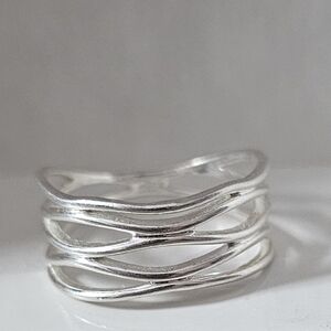Sterling Silver Woman's Unique Wired Fashion Ring Simple 925 sz7